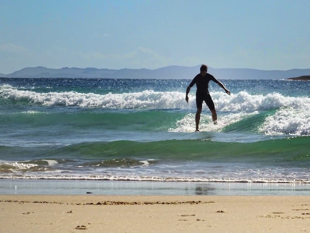 Surfing on Stradbroke Island